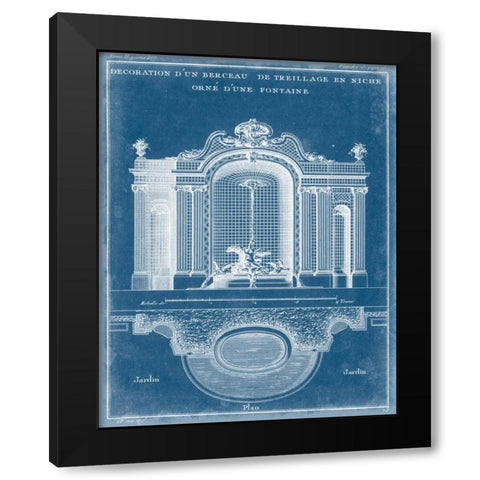 Garden Treillage Blueprint II Black Modern Wood Framed Art Print with Double Matting by Vision Studio