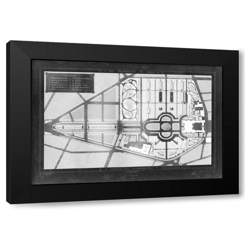 French Garden Blueprint II Black Modern Wood Framed Art Print by unknown