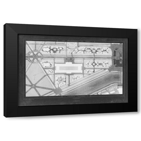 French Garden Blueprint IV Black Modern Wood Framed Art Print by Unknown