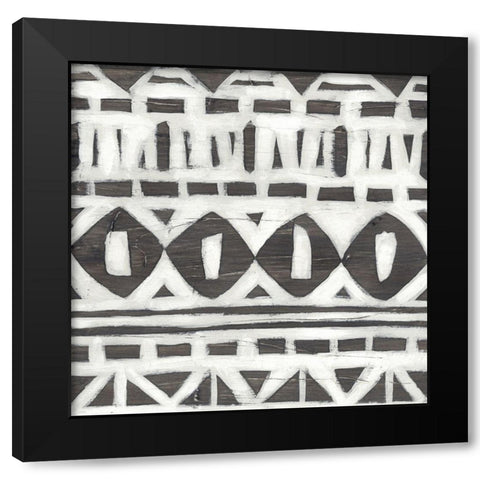 Tribal Textile I Black Modern Wood Framed Art Print by Vess, June Erica