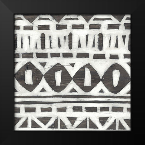 Tribal Textile I Black Modern Wood Framed Art Print by Vess, June Erica
