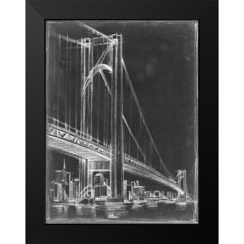 Suspension Bridge Blueprint I Black Modern Wood Framed Art Print by Harper, Ethan