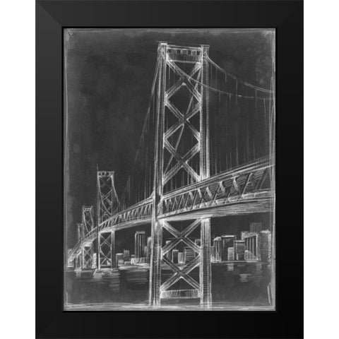 Suspension Bridge Blueprint II Black Modern Wood Framed Art Print by Harper, Ethan