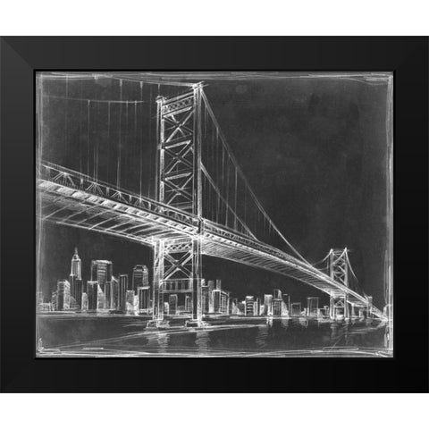 Suspension Bridge Blueprint III Black Modern Wood Framed Art Print by Harper, Ethan