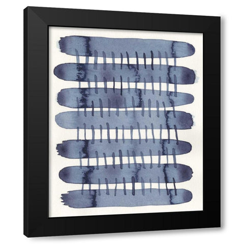 Indigo Stitchy I Black Modern Wood Framed Art Print by Galapon, Nikki