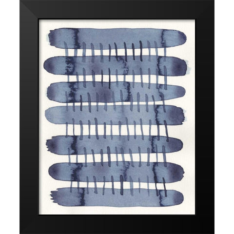 Indigo Stitchy I Black Modern Wood Framed Art Print by Galapon, Nikki