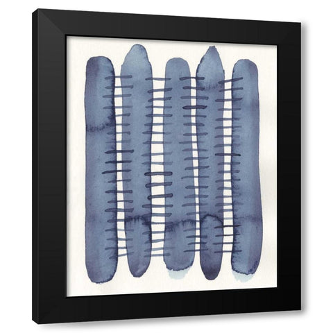 Indigo Stitchy II Black Modern Wood Framed Art Print with Double Matting by Galapon, Nikki