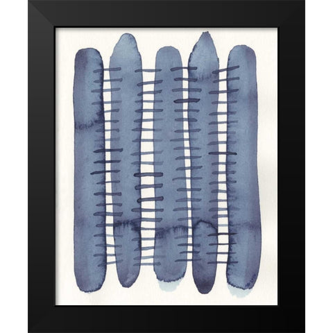 Indigo Stitchy II Black Modern Wood Framed Art Print by Galapon, Nikki