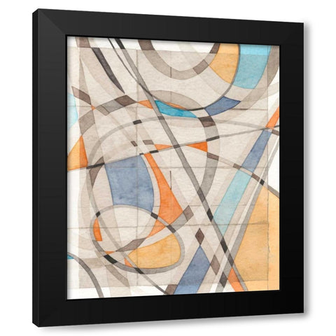 Ovals and Lines II Black Modern Wood Framed Art Print by Galapon, Nikki