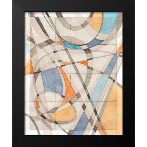Ovals and Lines II Black Modern Wood Framed Art Print by Galapon, Nikki