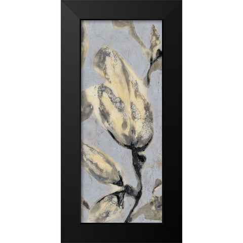 Custom Flower Bud Triptych III (ASH) Black Modern Wood Framed Art Print by Goldberger, Jennifer