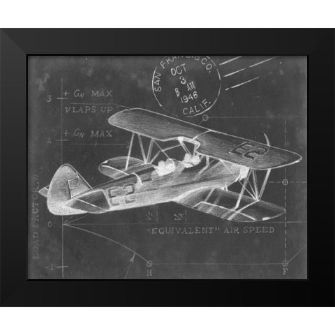 Flight Schematic I Black Modern Wood Framed Art Print by Harper, Ethan