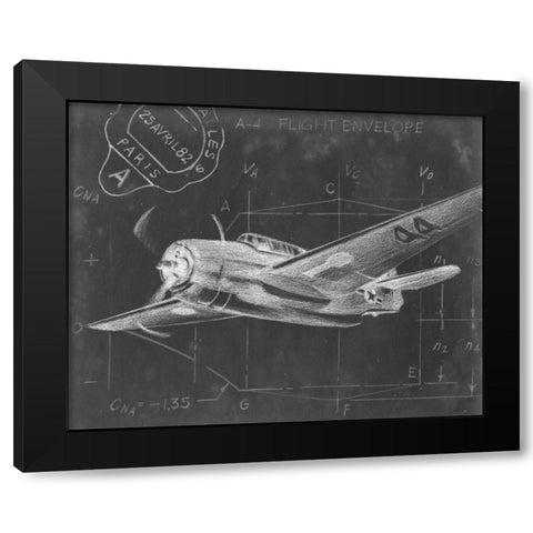 Flight Schematic II Black Modern Wood Framed Art Print with Double Matting by Harper, Ethan