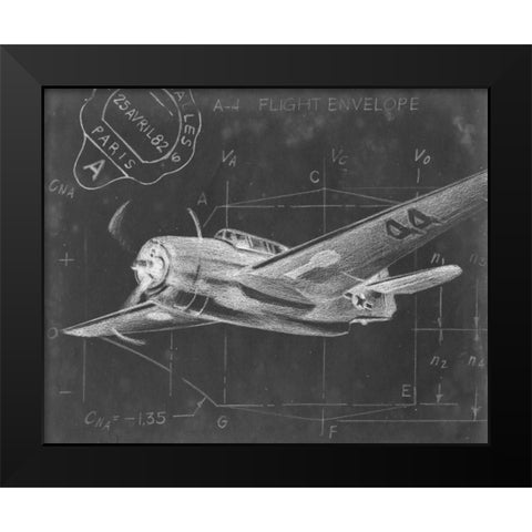 Flight Schematic II Black Modern Wood Framed Art Print by Harper, Ethan