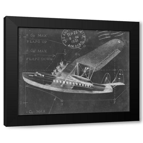 Flight Schematic III Black Modern Wood Framed Art Print with Double Matting by Harper, Ethan