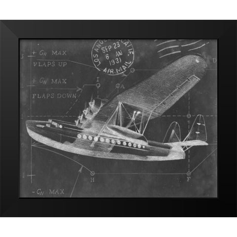 Flight Schematic III Black Modern Wood Framed Art Print by Harper, Ethan