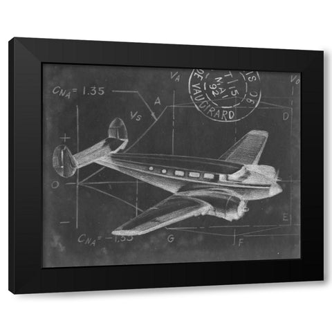 Flight Schematic IV Black Modern Wood Framed Art Print with Double Matting by Harper, Ethan
