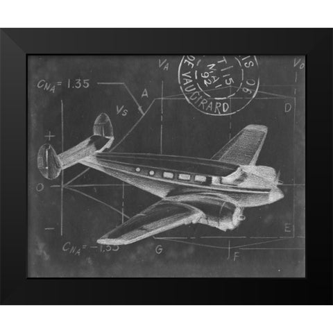 Flight Schematic IV Black Modern Wood Framed Art Print by Harper, Ethan