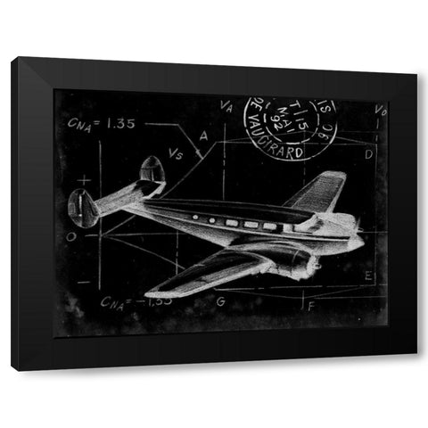 Flight Schematic IV Black Modern Wood Framed Art Print with Double Matting by Ethan Harper