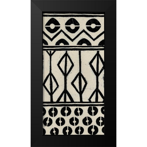 Tribal Pattern in Cream I Black Modern Wood Framed Art Print by Vess, June Erica