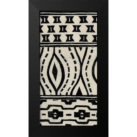 Tribal Pattern in Cream II Black Modern Wood Framed Art Print by Vess, June Erica