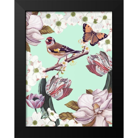 Bird Garden III Black Modern Wood Framed Art Print by McCavitt, Naomi
