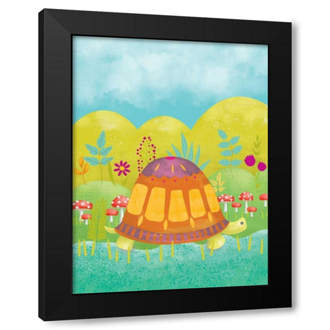 Happy Turtle I Black Modern Wood Framed Art Print with Double Matting by Zarris, Chariklia