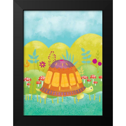 Happy Turtle I Black Modern Wood Framed Art Print by Zarris, Chariklia