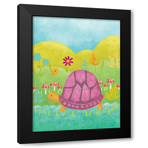 Happy Turtle II Black Modern Wood Framed Art Print by Zarris, Chariklia