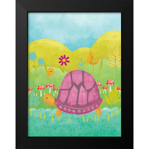 Happy Turtle II Black Modern Wood Framed Art Print by Zarris, Chariklia