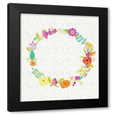 Girly Wreath II Black Modern Wood Framed Art Print with Double Matting by Zarris, Chariklia