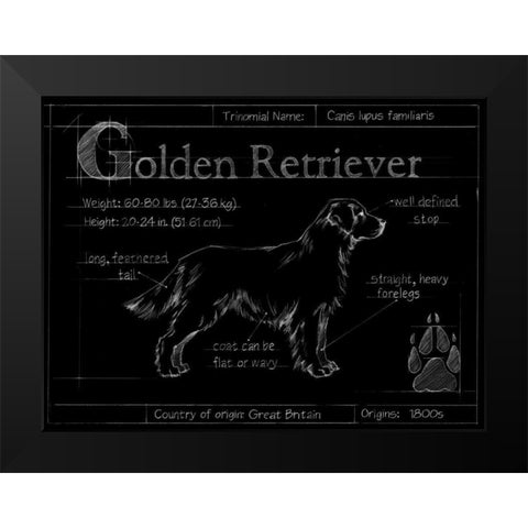 Blueprint Golden Retriever Black Modern Wood Framed Art Print by Ethan Harper