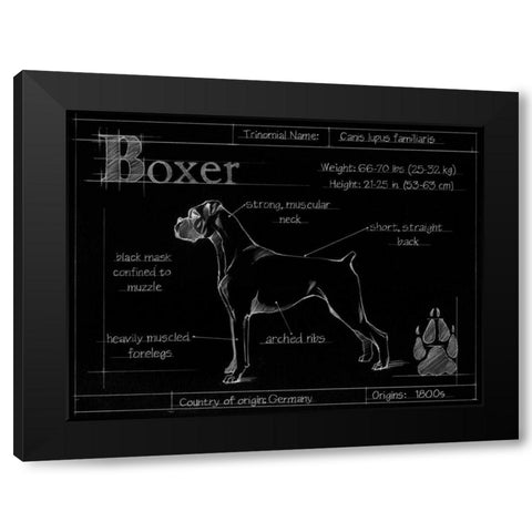 Blueprint Boxer Black Modern Wood Framed Art Print with Double Matting by Ethan Harper