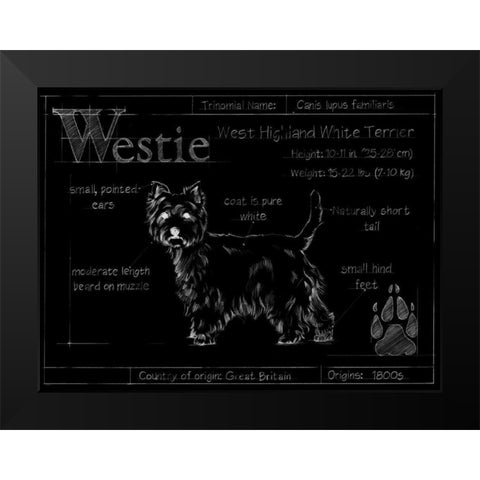 Blueprint Westie Black Modern Wood Framed Art Print by Ethan Harper