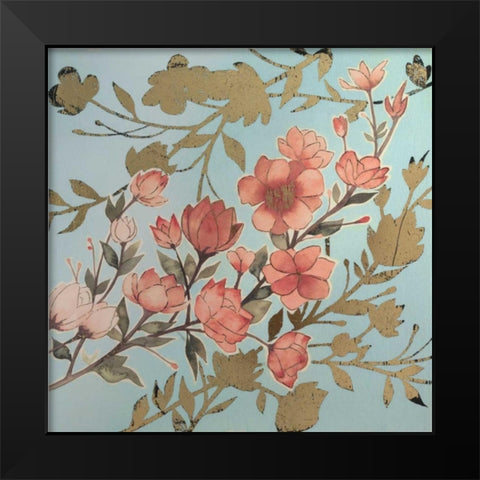 Golden Cherry Blossoms I Black Modern Wood Framed Art Print by Popp, Grace