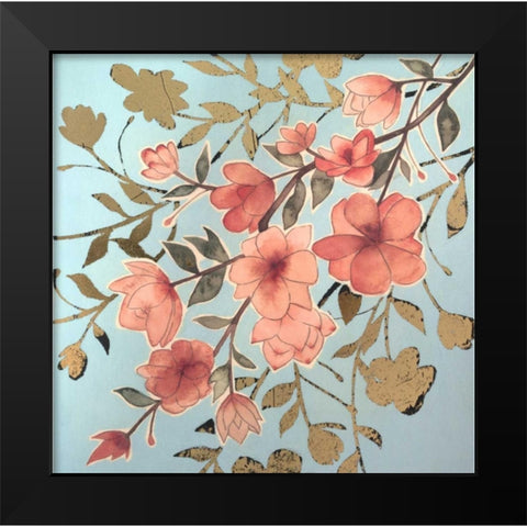 Golden Cherry Blossoms II Black Modern Wood Framed Art Print by Popp, Grace
