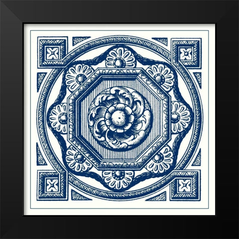 Indigo Medallion I Black Modern Wood Framed Art Print by Vision Studio