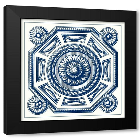 Indigo Medallion II Black Modern Wood Framed Art Print by Vision Studio