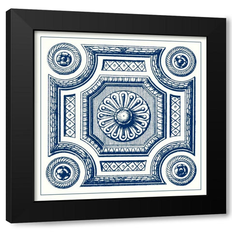 Indigo Medallion III Black Modern Wood Framed Art Print by Vision Studio