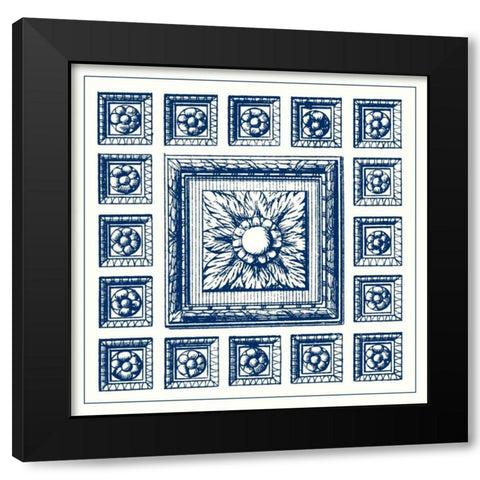 Indigo Medallion IV Black Modern Wood Framed Art Print with Double Matting by Vision Studio