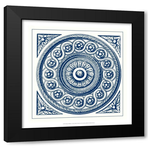 Indigo Medallion V Black Modern Wood Framed Art Print with Double Matting by Vision Studio