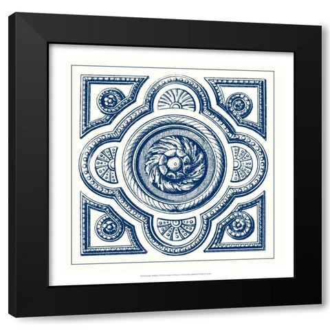 Indigo Medallion VI Black Modern Wood Framed Art Print with Double Matting by Vision Studio