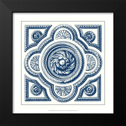 Indigo Medallion VI Black Modern Wood Framed Art Print by Vision Studio