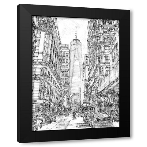 City in Black and White I Black Modern Wood Framed Art Print by Wang, Melissa