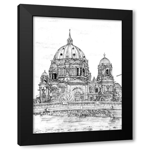City in Black and White III Black Modern Wood Framed Art Print with Double Matting by Wang, Melissa