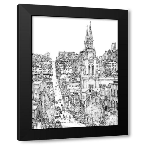 City in Black and White IV Black Modern Wood Framed Art Print with Double Matting by Wang, Melissa