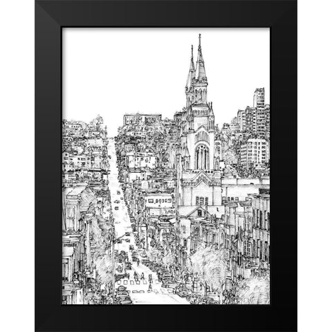 City in Black and White IV Black Modern Wood Framed Art Print by Wang, Melissa