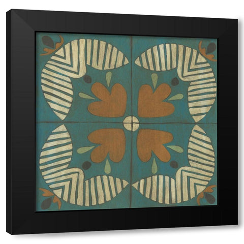 Fraser Tile II Black Modern Wood Framed Art Print with Double Matting by Zarris, Chariklia