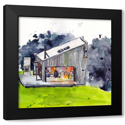 Cabin Scape IV Black Modern Wood Framed Art Print with Double Matting by McCreery, Paul