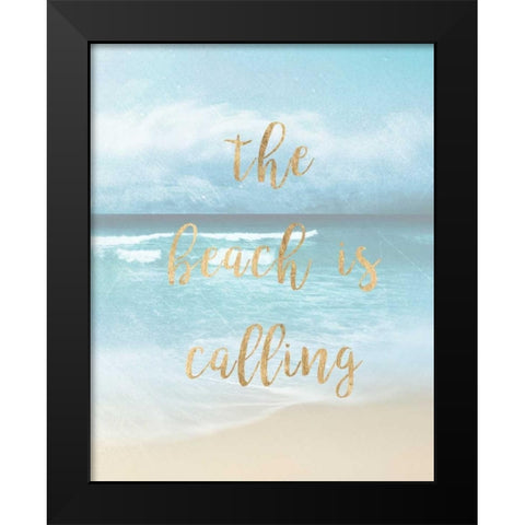 The Beach is Calling Black Modern Wood Framed Art Print by Robinson, Emily